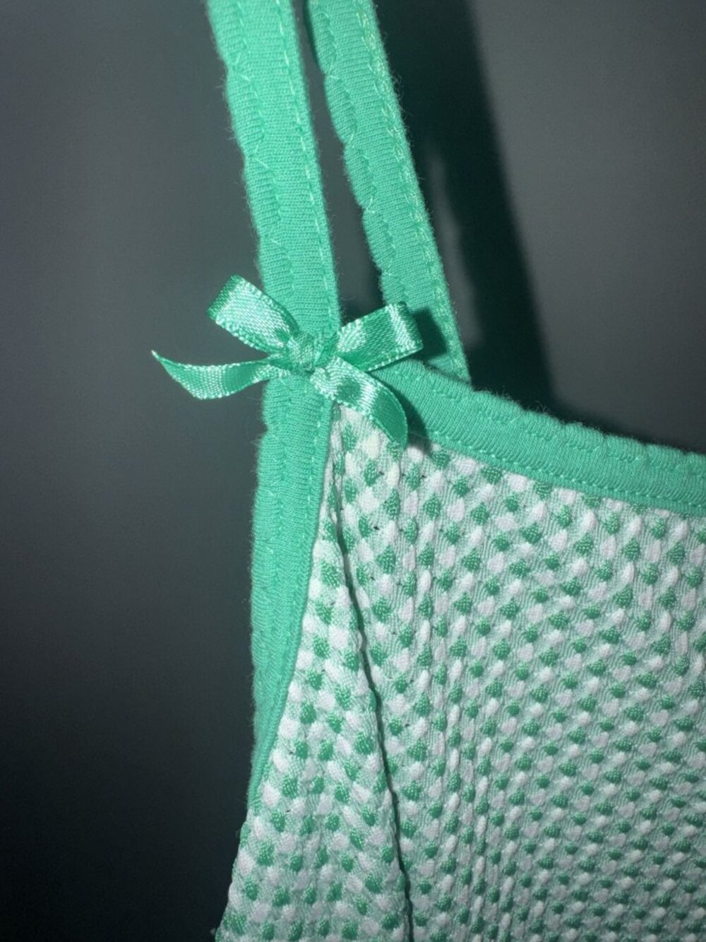 Wild Fable Green Gingham Mini Slip Dress XL Bow Detail Coquette Cottagecore - Picture 4 of 7